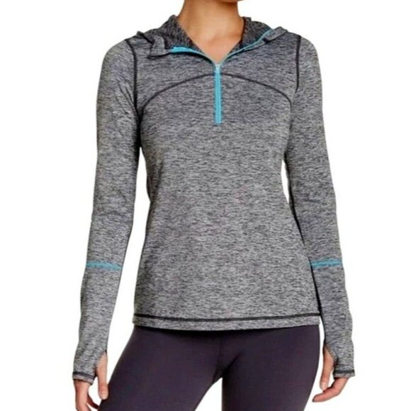 Zella Tops - Zella Women's Frost Tech Hooded Half Zip Pullover Jacket Gray/Blue Size Small
